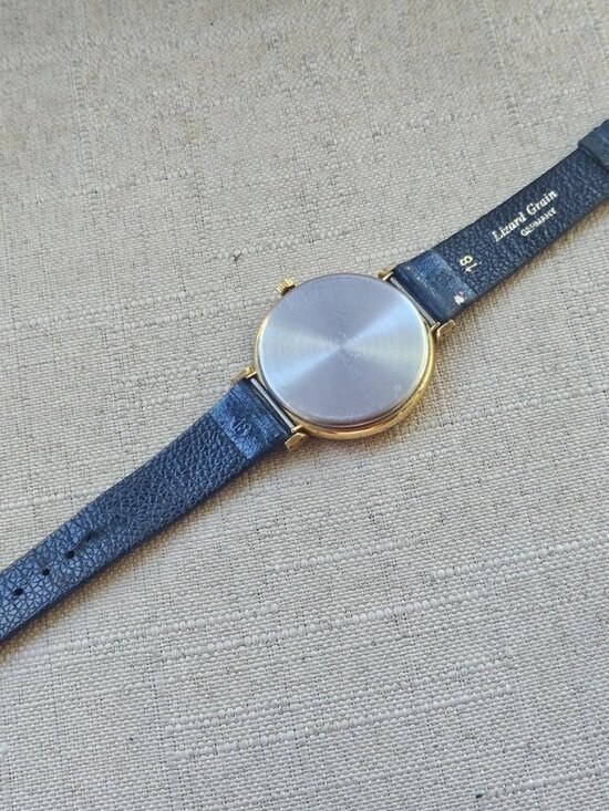 Sonnet Women Watch Blue Lizard Grain Leather Band Analog Quartz Gold Tone main image 10